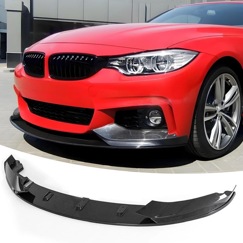NeespoC Front Bumper Lip Splitter Spoiler Fit for BMW 4 Series 2014-2020 428i/ 430i/ 435i/ 440i/ F32/ F33/ F36/ (M Sport Models), Carbon Fiber Style 4pcs Air Chin Body Kit Exterior Accessories - Image 1